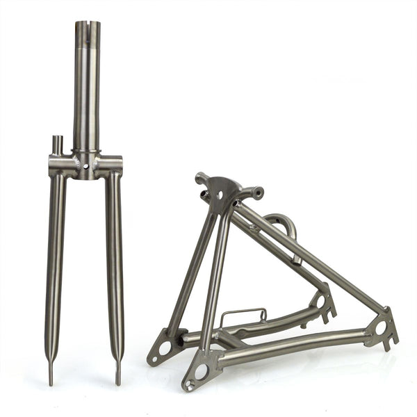 Tipsum titanium Front fork & Rear frame for Brompton | Tipsum ブロンプトン用 チタン合金  フロントフォーク ＆ リアフレーム（チタンカラー）