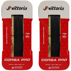 VITTORIA Corsa Pro 700 x 26C/28C/30CG2.0 TLR Road Tire Black/Tan (Para)