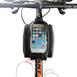 TOP TUBE BAG Supported Touch panel & Fingerprint sensor with SmartPhone pocket|タッチパネル＆指紋認証対応 トップチューブ バッグ フレーム バッグ スマートフォン ポケット付き ナイロン＆PUレザー 防水 サンバイザー付