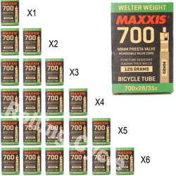 1Pack - 6 Pack Maxxis Welter Weight 700x28-35C 48mm Bike Inner Tube Presta FV