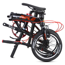 RIFLE S4-2000 14" FOLDING BIKE 3-SPEED BLACK-RED WITH ADJUSTABLE HANDLE POST|RIFLE S4-2000 14インチ 3速 折りたたみ自転車 可変ハンドルポスト ブラック-レッド
