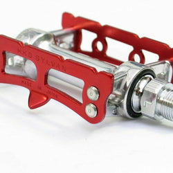 MKS Prime Sylvan Track Alloy 9/16" Toe Clip Compatible Bicycle Pedal Red or Blue