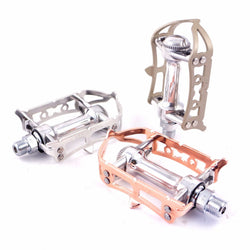 MKS Prime Sylvan Road 9/16" Toe Clip Compatible Bicycle Pedal Silver/Copper/Ti