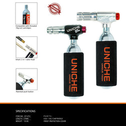 Uniche CO2 Injector Elite Bike-Co2-Tire-Inflator-Head-Presta-Schrader-Valve dual