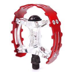 Old school 1/2" BMX XC-II Wellgo bear trap pedal - ONE PIECE CRANKS - Red