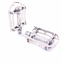 MKS Prime Sylvan Road Alloy 9/16" Toe Clip Compatible Bicycle Pedal - Silver