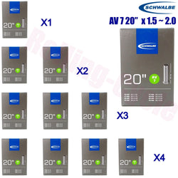 1pack - 4pack Schwalbe Tubes 406/428 AV7 20"x1.5-2.0 Schrader BMX Folding Bike