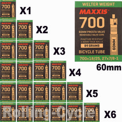 1Pack - 6 Pack Maxxis Welter Weight 700x18-25C 60mm Bike Inner Tube Presta FV