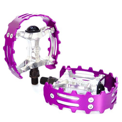 Old school 1/2" BMX XC-II Wellgo bear trap pedal - ONE PIECE CRANKS - Purple