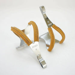 MKS Bike Bicycle Cycling Toe Clip Steel with Brown Leather L/M/S  Fixed Gear