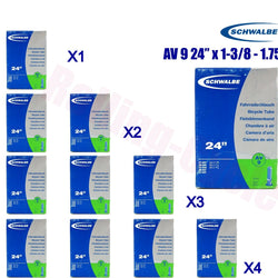 1 pack - 4 pack Schwalbe AV9 24"x1.75-1 3/8 Schraeder Valve MTB Bike Inner tube