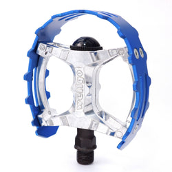 Old school BMX XC-II Wellgo bear trap pedals 9/16" FOR 3 PIECE CRANKS Blue Cage
