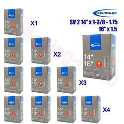 1 pack to 4 pcack Schwalbe SV2 Presta Valve Inner Tube - 14 x 1.25 - 16 x 1.50
