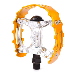 Old school BMX XC-II Wellgo bear trap pedals 9/16" FOR 3 PIECE CRANKS Gold Cage