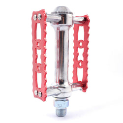 MKS Sylvan Touring Old School Fixed Toe Clip Road Bike Pedal - Red Blue Gold