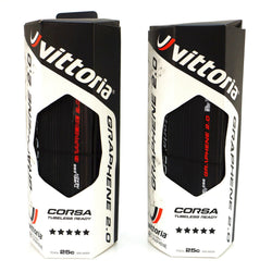 Vittoria Corsa G 2.0 TLR Clincher Tubeless Ready Road Bike Tire 700x25C Black