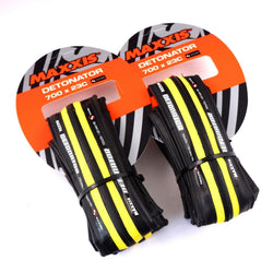 Maxxis Detonator 700 x 23C Road Bike Foldable Clincher Tires - Yellow / 2 tyres