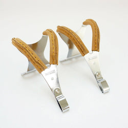 MKS Bike Bicycle Cycling Toe Clip Steel with Brown Leather L/M/S  Fixed Gear