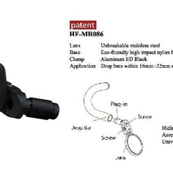 Hafny Bar End Bike Mirror Stainless Steel Safe Rearview Mirror MR086 (Black)