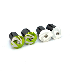 Cannondale Handlebar Bar End Alloy Plugs Green & White Road MTB Bike