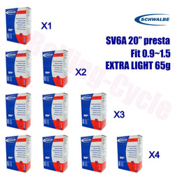 1pack - 4pack Schwalbe SV6A Presta Tube - 20" Tyres - 23-406 to 40-406 Bike Tube