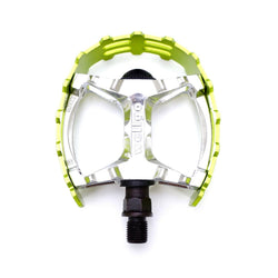 Old school BMX XC-II Wellgo bear trap pedals 9/16" FOR 3 PIECE CRANKS Green Cage