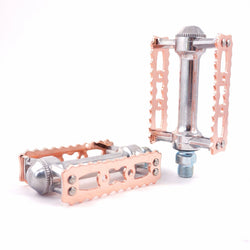 MKS Sylvan Touring Alloy Urban Fixed Toe Clip Compatible Bicycle Pedal - Copper