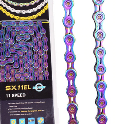 SUMC SX11EL 11-SPEED SEMI-HOLLOW CHAIN STEEL FOR SHIMANO / SRAM / CAMPAGNOLO|SUMC SX11EL 11速中空チェーン スチール製 SHIMANO / SRAM / CAMPAGNOLO レインボー