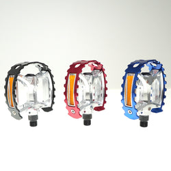 Old School BMX Bear Trap Pedals 1/2" or 9/16" Burnished Silver Body & 3 Colors